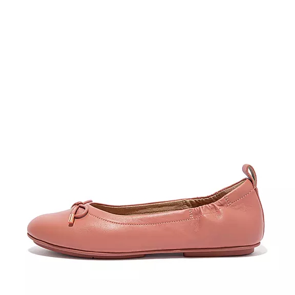 FitFlop ALLEGRO Bow Metallic Læder Ballerina Sko Lyserød | 88309335