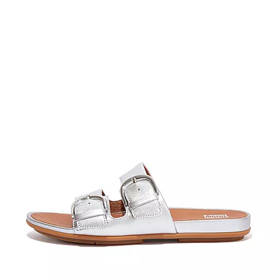 FitFlop GRACIE Přezkou Læder Badesandaler Sølv | 66357148
