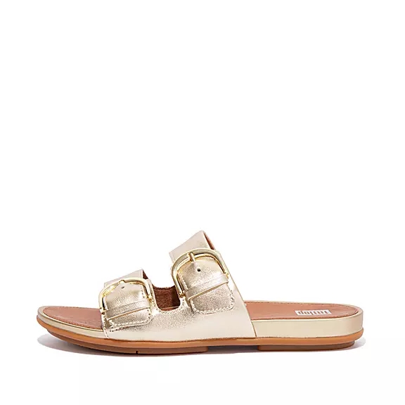 FitFlop GRACIE Přezkou Læder Badesandaler Guld | 76884313