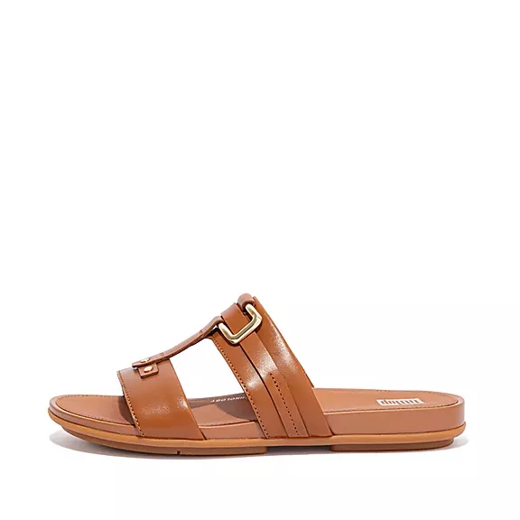 FitFlop GRACIE Stud-Přezkou Læder Badesandaler LyseBrune | 93868943