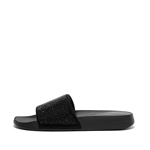 FitFlop IQUSHION Strand-Resistant Crystal Badesandaler Sort | 71140629