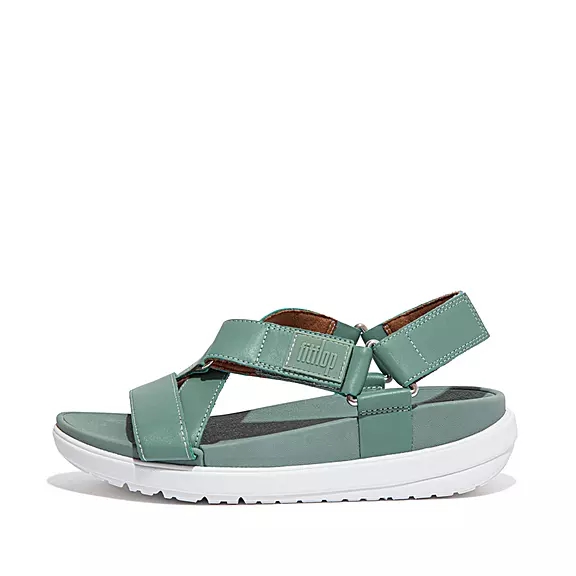 FitFlop LOOSH Læder Cross-Páskové Sandaler Grøn | 75823922