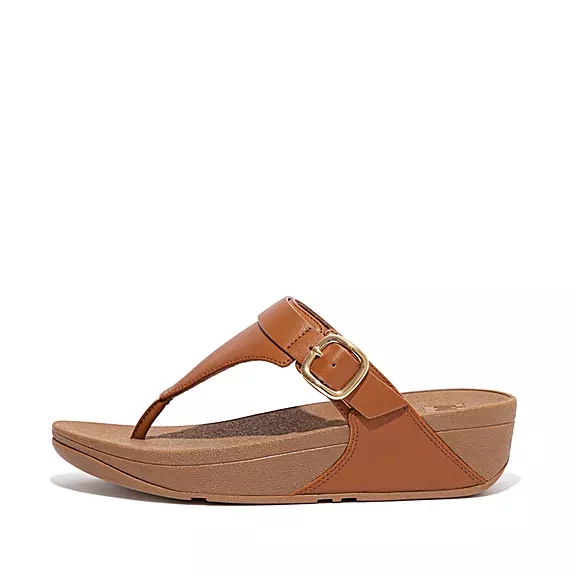 FitFlop LULU Adjustable Læder Sandaler Med Tåstolpe LyseBrune | 18152032