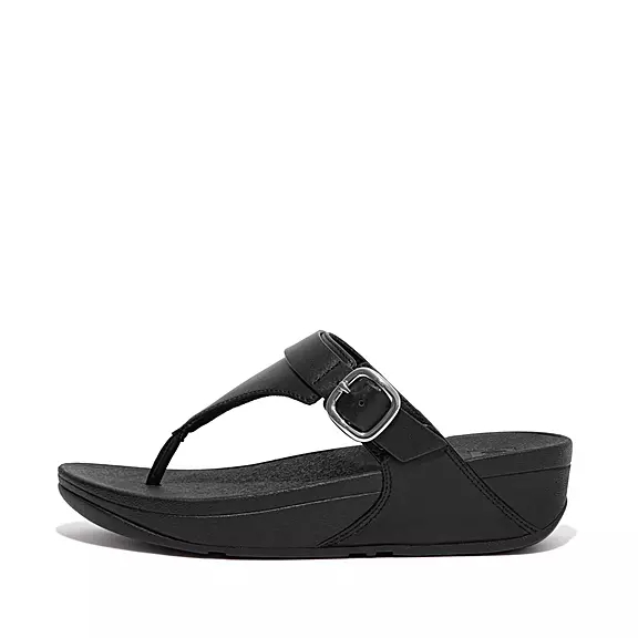 FitFlop LULU Adjustable Læder Sandaler Med Tåstolpe Sort | 34053388