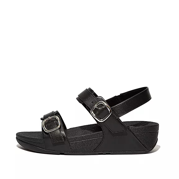 FitFlop LULU Adjustable Læder Sandaler Sort | 91892365