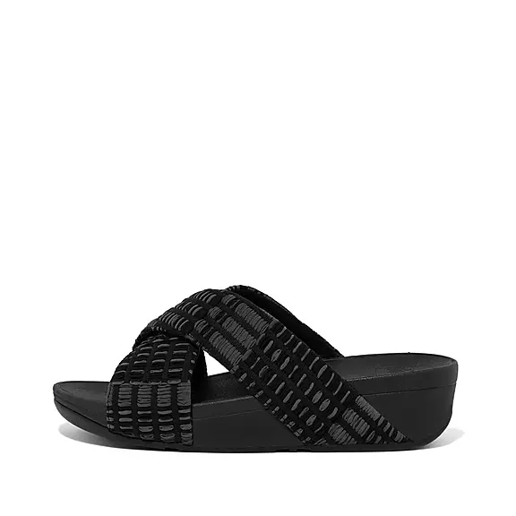 FitFlop LULU Art-Denim Cross Badesandaler Sort | 86504296