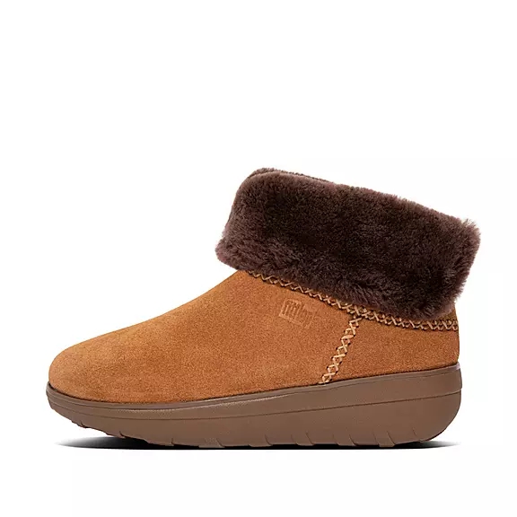 FitFlop MUKLUK SHORTY Shearling-Forede Ruskind Ankelstøvler Brune | 24314792