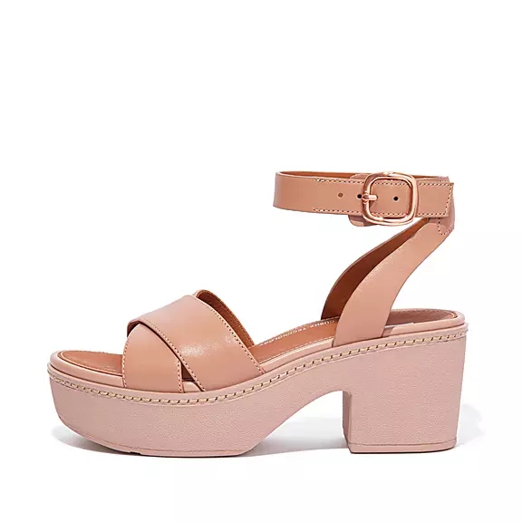 FitFlop PILAR Læder Kilehæl Sandaler Beige | 67970319
