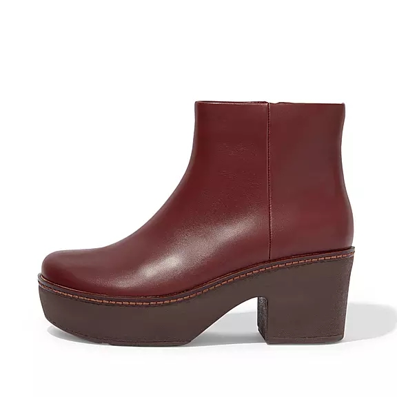 FitFlop PILAR Læder Platform Ankelstøvler Bordeaux | 54613578