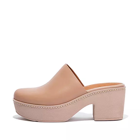 FitFlop PILAR Læder Træsko Beige | 88815996