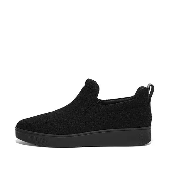 FitFlop RALLY Felt Slip-On Sneakers Sort | 33875053