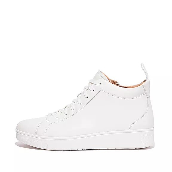 FitFlop RALLY Læder High-Top Sneakers Hvide | 86482541