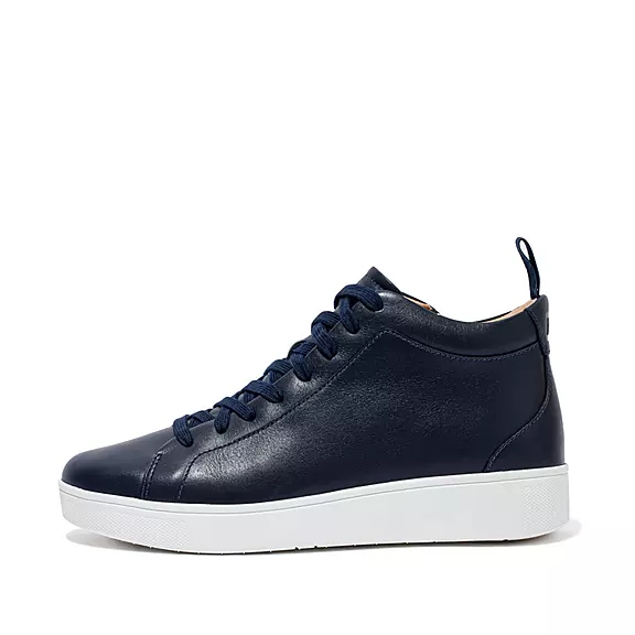FitFlop RALLY Læder High-Top Sneakers Mørkeblå | 86853056