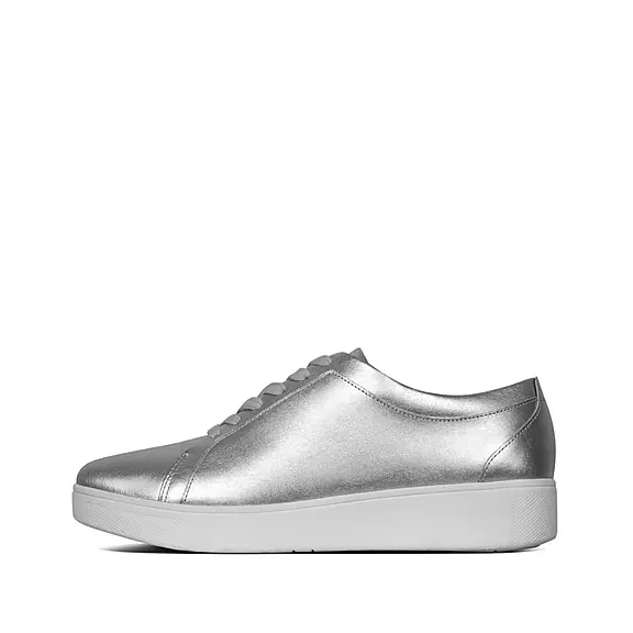 FitFlop RALLY Læder Sneakers Sølv | 32821636