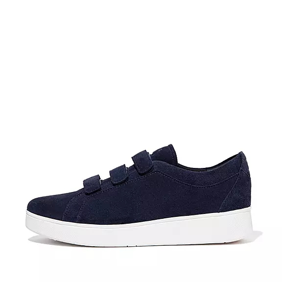 FitFlop RALLY Páskové Ruskind Sneakers Mørkeblå | 97179728