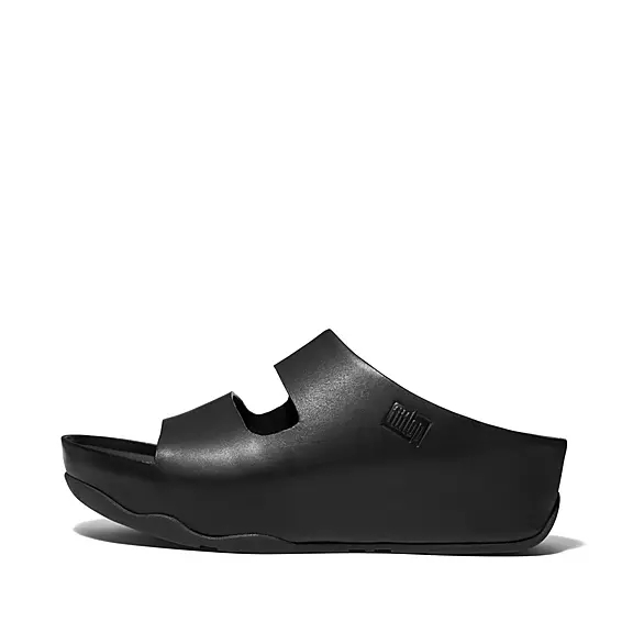 FitFlop SHUV Two-Bar Læder Badesandaler Sort | 44276247