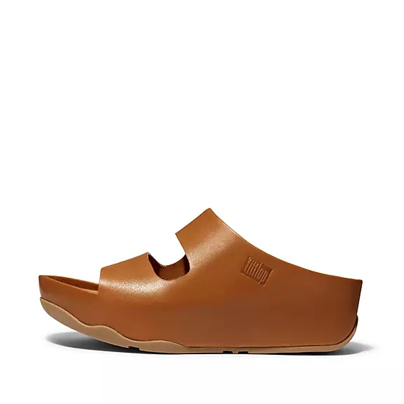 FitFlop SHUV Two-Bar Læder Badesandaler LyseBrune | 96403064