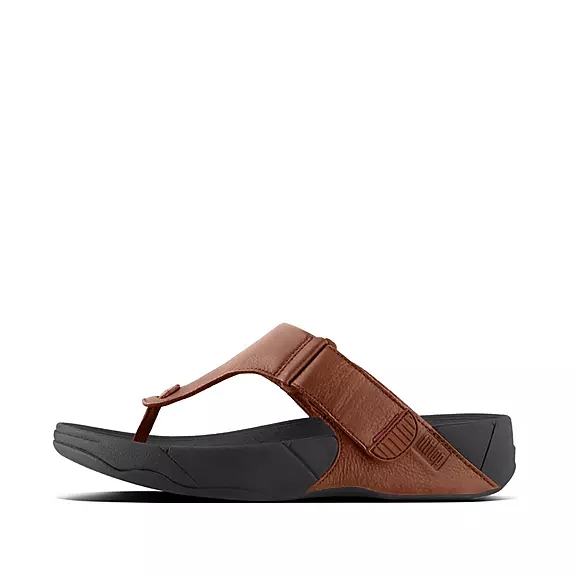 FitFlop TRAKK II Læder Sandaler Med Tåstolpe MørkeBrune | 35083897