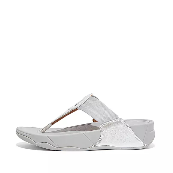FitFlop WALKSTAR Webbing Sandaler Med Tåstolpe Sølv | 17291651