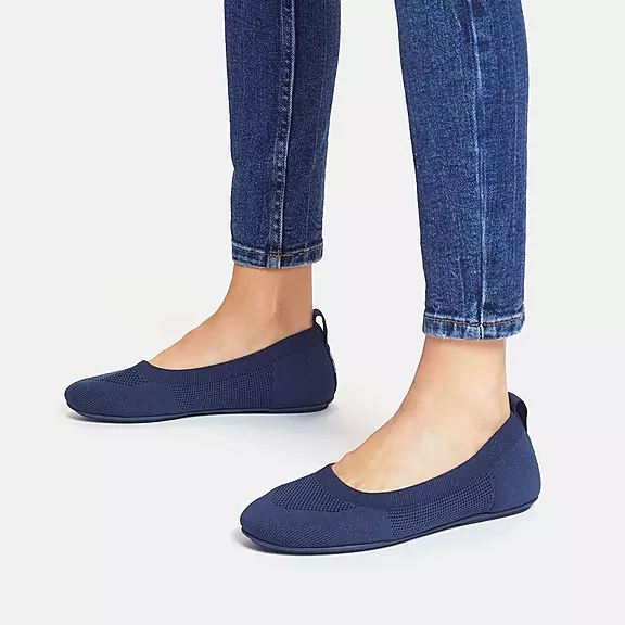 FitFlop ALLEGRO E01 Multi-Knit Ballerina Sko Mørkeblå | 81358020