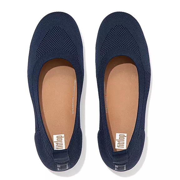 FitFlop ALLEGRO E01 Multi-Knit Ballerina Sko Mørkeblå | 81358020