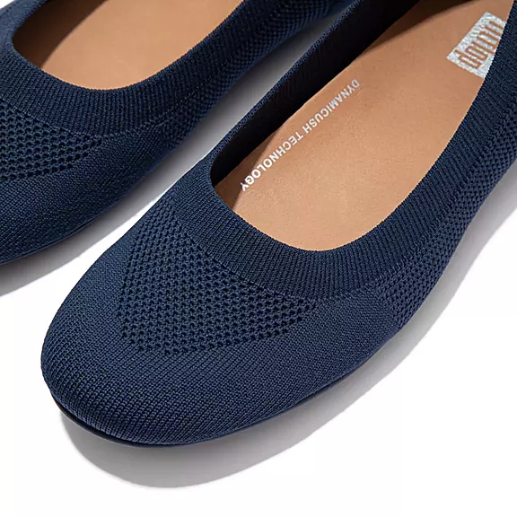 FitFlop ALLEGRO E01 Multi-Knit Ballerina Sko Mørkeblå | 81358020