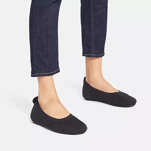 FitFlop ALLEGRO E01 Multi-Knit Ballerina Sko Sort | 91164797