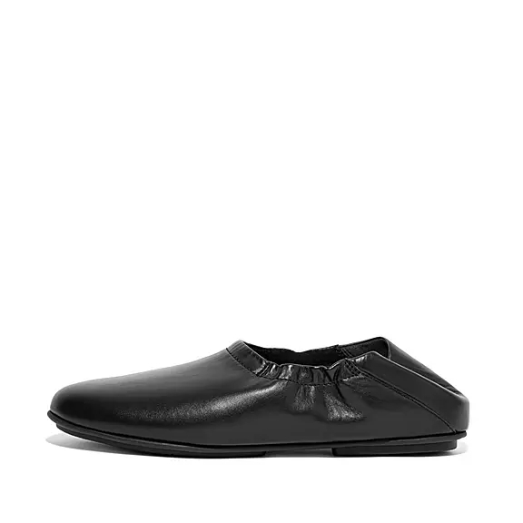 FitFlop ALLEGRO Fold-Down Back Læder Ballerina Sko Sort | 60115670