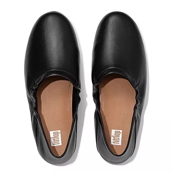 FitFlop ALLEGRO Fold-Down Back Læder Ballerina Sko Sort | 60115670