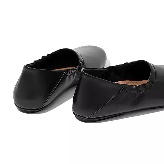 FitFlop ALLEGRO Fold-Down Back Læder Ballerina Sko Sort | 60115670