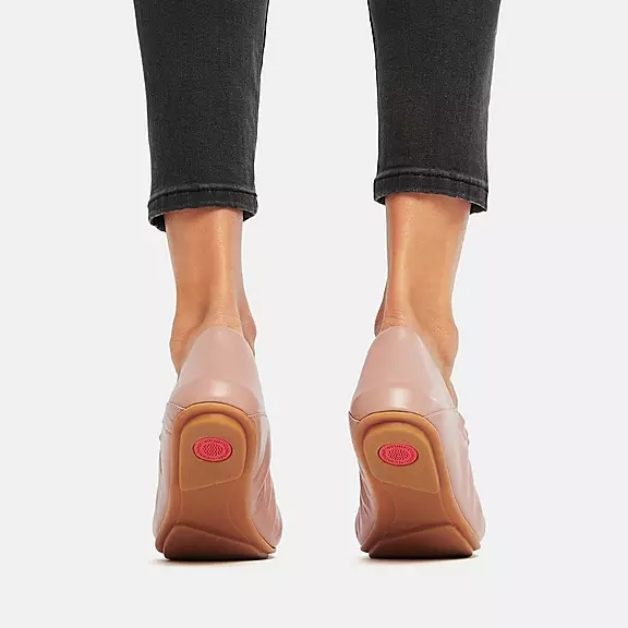 FitFlop ALLEGRO Fold-Down Back Læder Ballerina Sko Beige | 70288518