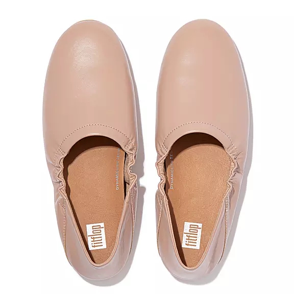 FitFlop ALLEGRO Fold-Down Back Læder Ballerina Sko Beige | 70288518