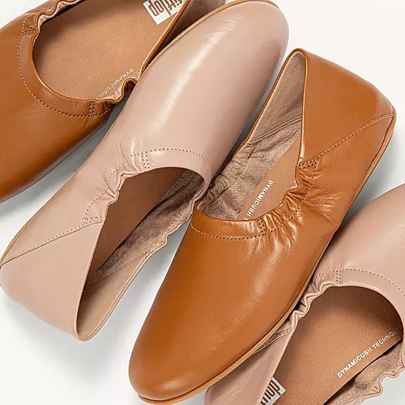 FitFlop ALLEGRO Fold-Down Back Læder Ballerina Sko Beige | 70288518