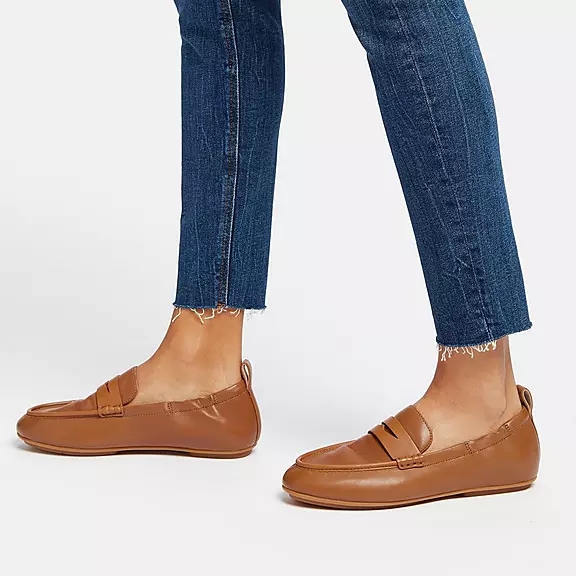 FitFlop ALLEGRO Læder Penny Loafers LyseBrune | 34497066