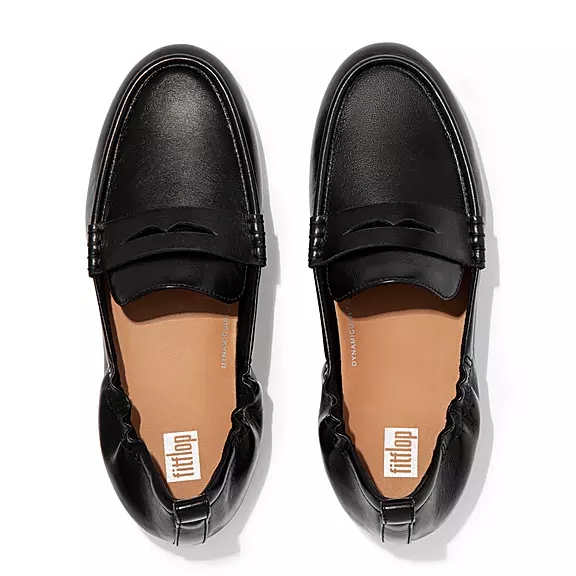 FitFlop ALLEGRO Metallic Læder Penny Loafers Sort | 51111006