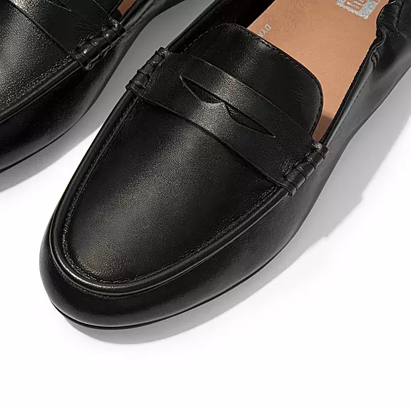 FitFlop ALLEGRO Metallic Læder Penny Loafers Sort | 51111006