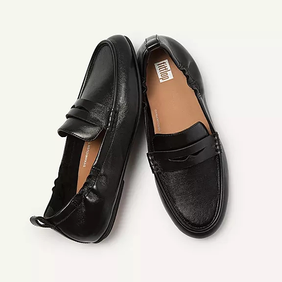 FitFlop ALLEGRO Metallic Læder Penny Loafers Sort | 51111006