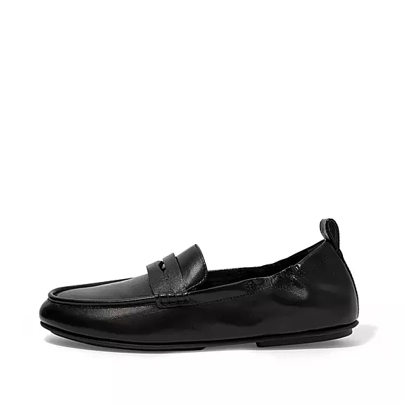 FitFlop ALLEGRO Metallic Læder Penny Loafers Sort | 51111006