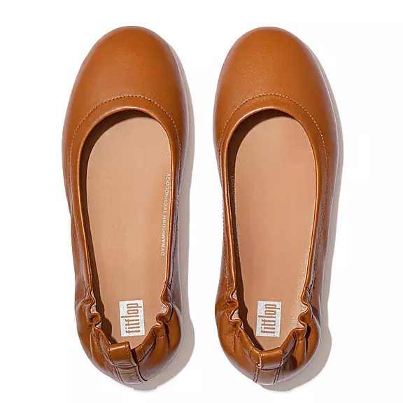 FitFlop ALLEGRO Soft Læder Ballerina Sko LyseBrune | 10492356