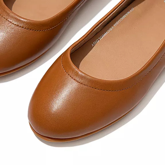 FitFlop ALLEGRO Soft Læder Ballerina Sko LyseBrune | 10492356