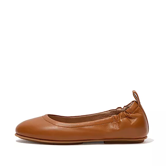 FitFlop ALLEGRO Soft Læder Ballerina Sko LyseBrune | 10492356