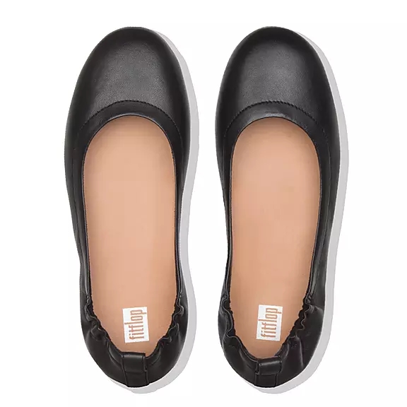 FitFlop ALLEGRO Soft Læder Ballerina Sko Sort | 12167766