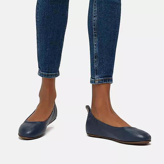 FitFlop ALLEGRO Soft Læder Ballerina Sko Mørkeblå | 45128243