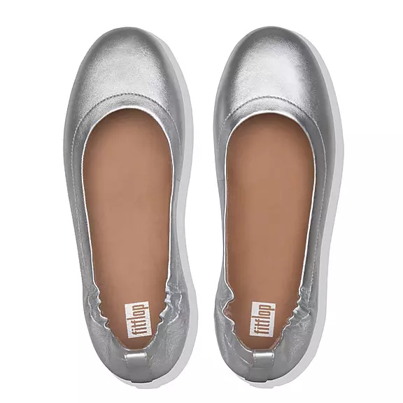 FitFlop ALLEGRO Soft Læder Ballerina Sko Sølv | 51573219