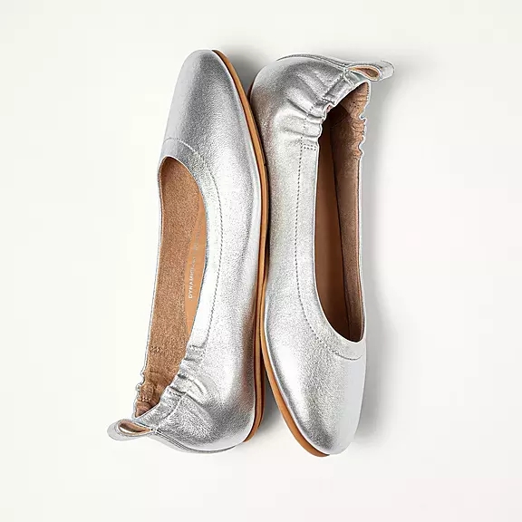 FitFlop ALLEGRO Soft Læder Ballerina Sko Sølv | 51573219