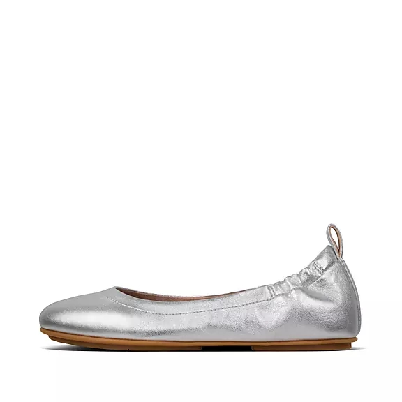 FitFlop ALLEGRO Soft Læder Ballerina Sko Sølv | 51573219