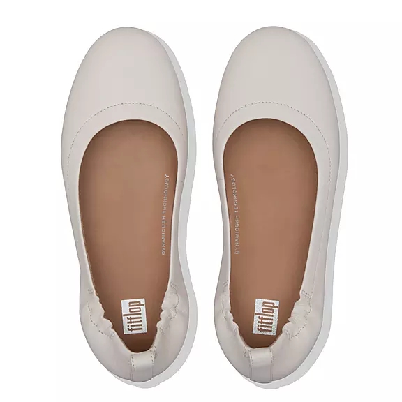 FitFlop ALLEGRO Soft Læder Ballerina Sko Hvide | 78155153