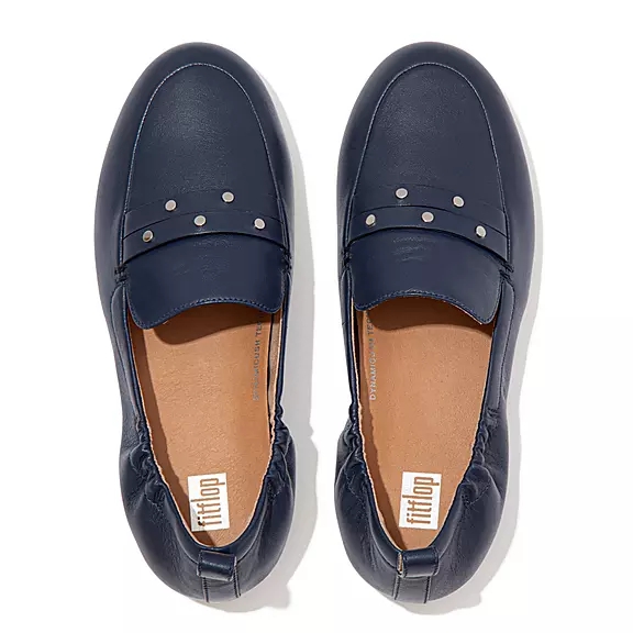 FitFlop ALLEGRO Studded Læder Loafers Mørkeblå | 34667433