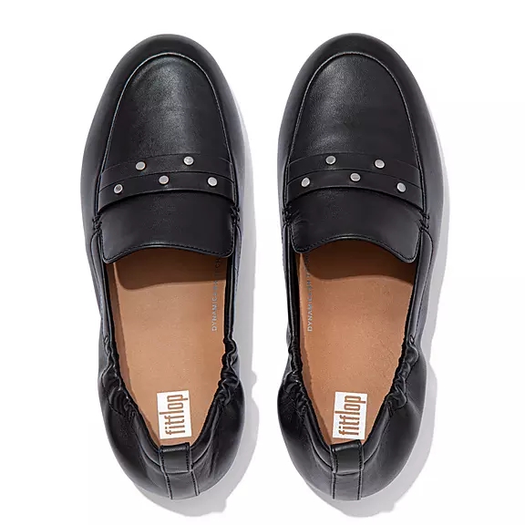 FitFlop ALLEGRO Studded Læder Loafers Sort | 40402389