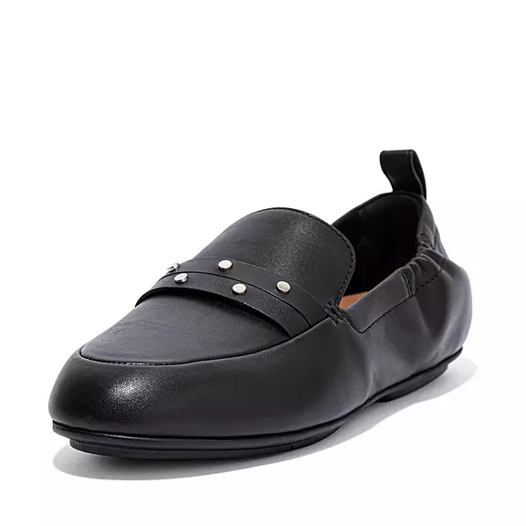 FitFlop ALLEGRO Studded Læder Loafers Sort | 40402389